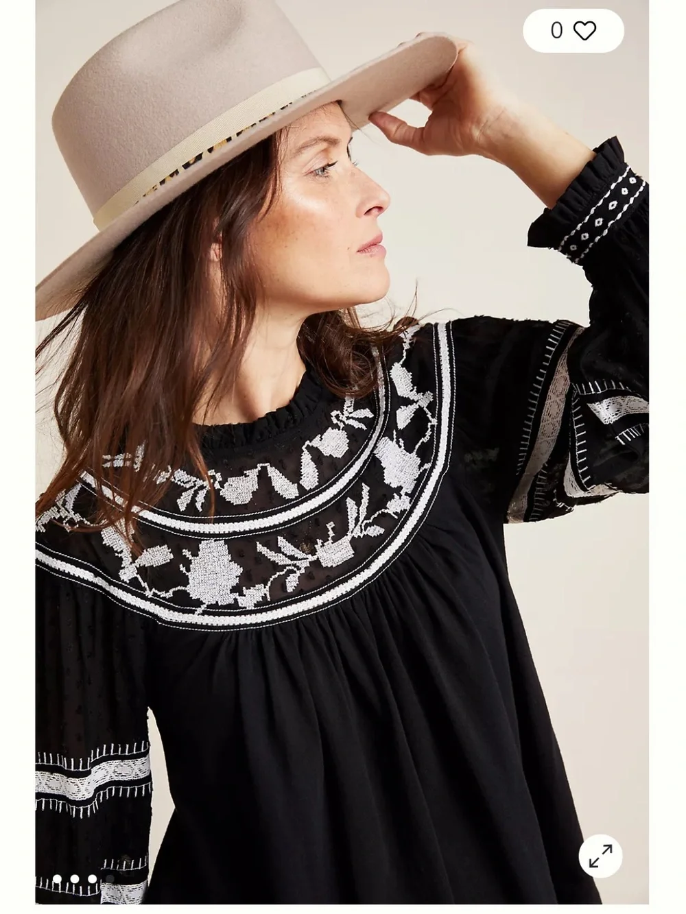 MAEVE By Anthropologie Winona Embroidered Top XSP oversized